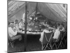 President Warren Harding Has Lunch in a Tent, with Thomas Edison and Henry Ford (On Right)-null-Mounted Photo