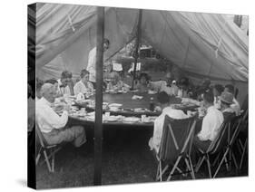 President Warren Harding Has Lunch in a Tent, with Thomas Edison and Henry Ford (On Right)-null-Stretched Canvas