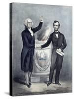 President Washington and President Lincoln Shaking Hands-Stocktrek Images-Stretched Canvas