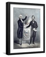 President Washington and President Lincoln Shaking Hands-Stocktrek Images-Framed Art Print