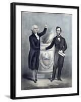 President Washington and President Lincoln Shaking Hands-Stocktrek Images-Framed Art Print