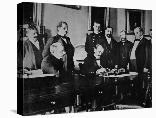 President William Mckinley (1843-1901) Witnesses the Signing of the The Peace Protocol-American Photographer-Stretched Canvas