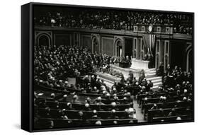 President Wilson Speaking to Congress-null-Framed Stretched Canvas