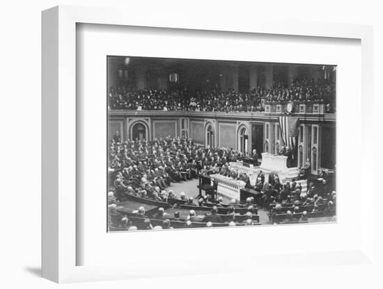 President Woodrow Wilson addressing Congress, c.1917-Harris & Ewing-Framed Photographic Print