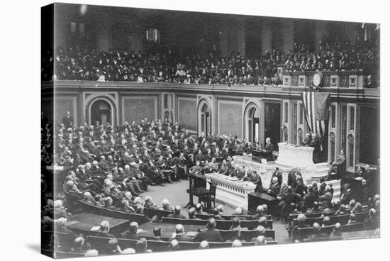 President Woodrow Wilson addressing Congress, c.1917-Harris & Ewing-Stretched Canvas