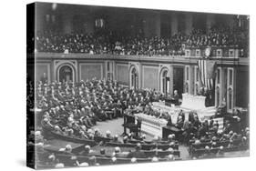 President Woodrow Wilson addressing Congress, c.1917-Harris & Ewing-Stretched Canvas