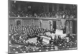 President Woodrow Wilson addressing Congress, c.1917-Harris & Ewing-Mounted Photographic Print