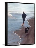 Presidential Candidate Bobby Kennedy and His Dog, Freckles, Running on Beach-Bill Eppridge-Framed Stretched Canvas