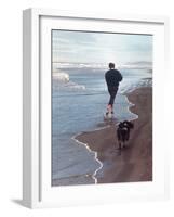 Presidential Candidate Bobby Kennedy and His Dog, Freckles, Running on Beach-Bill Eppridge-Framed Photographic Print