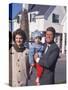 Presidential Candidate John F. Kennedy Holding Daughter with Wife Outside Home on Election Day-Paul Schutzer-Stretched Canvas