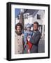 Presidential Candidate John F. Kennedy Holding Daughter with Wife Outside Home on Election Day-Paul Schutzer-Framed Photographic Print