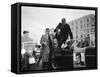 Presidential Candidate John F. Kennedy Leaping from His Car While Campaigning-Paul Schutzer-Framed Stretched Canvas