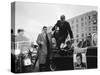 Presidential Candidate John F. Kennedy Leaping from His Car While Campaigning-Paul Schutzer-Stretched Canvas
