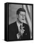 Presidential Candidate John F. Kennedy Speaking During a Debate-Ed Clark-Framed Stretched Canvas