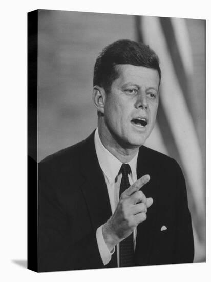 Presidential Candidate John F. Kennedy Speaking During a Debate-Ed Clark-Stretched Canvas