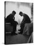 Presidential Candidate John Kennedy Conferring with Brother and Campaign Organizer Bobby Kennedy-Hank Walker-Stretched Canvas