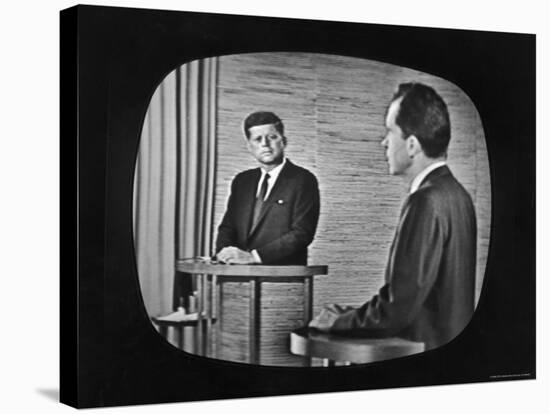 Presidential Candidate Richard M. Nixon Speaking During a Televised Debate-Paul Schutzer-Stretched Canvas