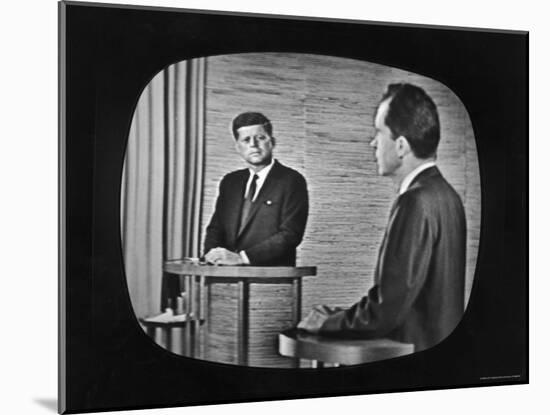 Presidential Candidate Richard M. Nixon Speaking During a Televised Debate-Paul Schutzer-Mounted Photographic Print