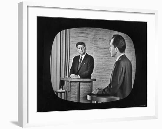 Presidential Candidate Richard M. Nixon Speaking During a Televised Debate-Paul Schutzer-Framed Photographic Print