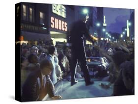 Presidential Candidate Robert Kennedy Standing on Back of Convertible Car While Campaigning-Bill Eppridge-Stretched Canvas