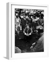 Presidential Candidate, Sen. John Kennedy Chatting with Miners, Campaigning During Primaries-Hank Walker-Framed Photographic Print