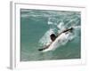 Presidential Candidate Senator Barack Obama, On Vacation, Body Surfing at a Beach, Honolulu, Hawaii-null-Framed Photographic Print