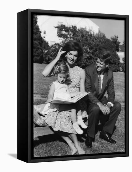 Presidential Candidate Senator Jack Kennedy with His Wife Jacqueline and Daughter Caroline-Paul Schutzer-Framed Stretched Canvas