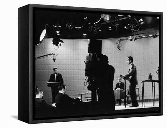 Presidential Candidates Senator John Kennedy and Republican Rep. Richard Nixon Debating-Paul Schutzer-Framed Stretched Canvas