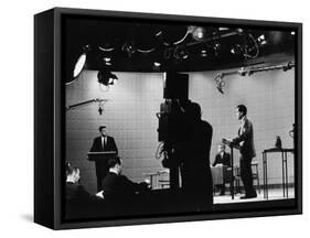 Presidential Candidates Senator John Kennedy and Republican Rep. Richard Nixon Debating-Paul Schutzer-Framed Stretched Canvas