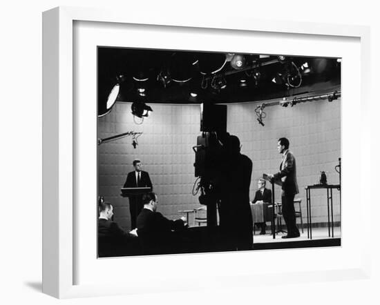 Presidential Candidates Senator John Kennedy and Republican Rep. Richard Nixon Debating-Paul Schutzer-Framed Photographic Print