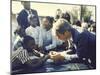 Presidential Contender Bobby Kennedy Stops During Campaigning to Shake Hands African American Boy-Bill Eppridge-Mounted Photographic Print