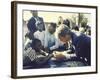 Presidential Contender Bobby Kennedy Stops During Campaigning to Shake Hands African American Boy-Bill Eppridge-Framed Photographic Print