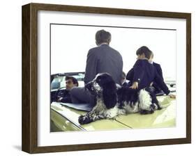 Presidential Contender Bobby Kennedy with Sons and Pet Dog Freckles in Convertible During Campaign-Bill Eppridge-Framed Photographic Print