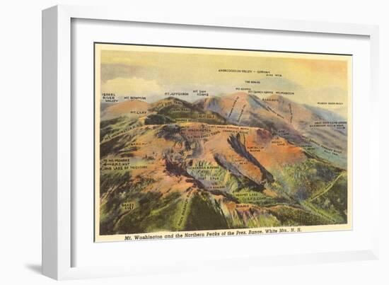 Presidential Range with Labels, New Hampshire-null-Framed Art Print