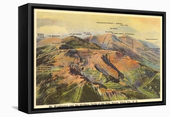 Presidential Range with Labels, New Hampshire-null-Framed Stretched Canvas
