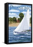 Presque Isle Lighthouse - Erie, Pennsylvania-Lantern Press-Framed Stretched Canvas