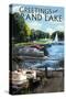 Presque Isle, Michigan - Greetings from Grand Lake-Lantern Press-Stretched Canvas