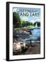 Presque Isle, Michigan - Greetings from Grand Lake-Lantern Press-Framed Art Print