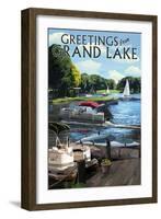 Presque Isle, Michigan - Greetings from Grand Lake-Lantern Press-Framed Art Print