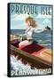 Presque Isle, Pennsylvania - Pinup Girl Boating-Lantern Press-Framed Stretched Canvas