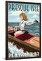 Presque Isle, Pennsylvania - Pinup Girl Boating-Lantern Press-Framed Art Print