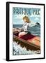 Presque Isle, Pennsylvania - Pinup Girl Boating-Lantern Press-Framed Art Print