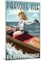 Presque Isle, Pennsylvania - Pinup Girl Boating-Lantern Press-Mounted Art Print