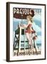 Presque Isle, Pennsylvania - Pinup Girl Lifeguard-Lantern Press-Framed Art Print