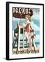 Presque Isle, Pennsylvania - Pinup Girl Lifeguard-Lantern Press-Framed Art Print