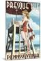 Presque Isle, Pennsylvania - Pinup Girl Lifeguard-Lantern Press-Mounted Art Print