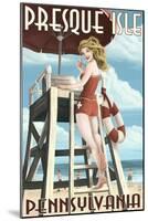 Presque Isle, Pennsylvania - Pinup Girl Lifeguard-Lantern Press-Mounted Art Print