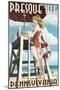 Presque Isle, Pennsylvania - Pinup Girl Lifeguard-Lantern Press-Mounted Art Print