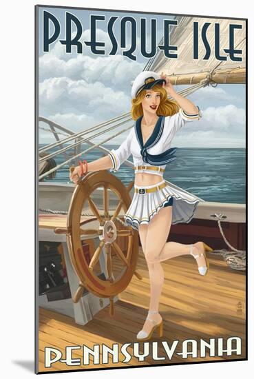 Presque Isle, Pennsylvania - Pinup Girl Sailing-Lantern Press-Mounted Art Print