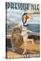 Presque Isle, Pennsylvania - Pinup Girl Sailing-Lantern Press-Stretched Canvas